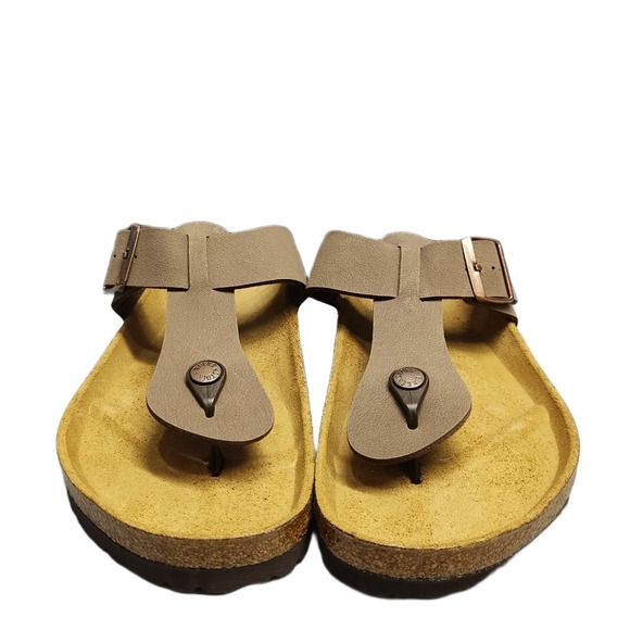 Birkenstock Medina Thong Sandals Mens 9 Brown Regular Fit Buckle Strap Slip On